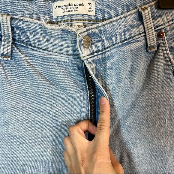 ✨ Abercrombie & Fitch Women’s ‘90s Straight Ultra High Rise Jeans Curve Love 16S - Picture 4 of 12